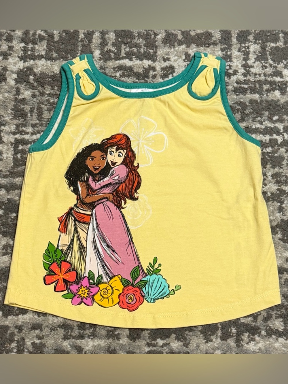 NWOT - Disney Girls' Yellow Disney Princess (Moana & Ariel) Tank Top, Size - 5/6